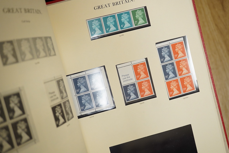 A stamp collection contained in eight albums, including four Windsor Albums published by Stanley Gibbon for Great Britain Vols. I, II, III, and IV, containing mainly unused ERII definitives and other stamps, together wit